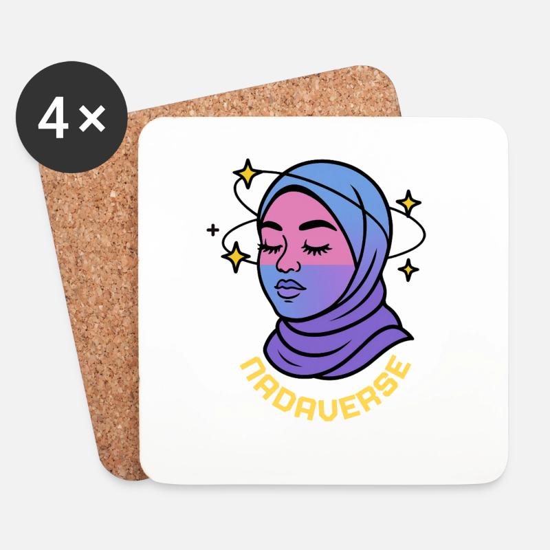 Nadaverse Hijab Sternenlicht - Untersetzer (4er-Set) - Weiß
