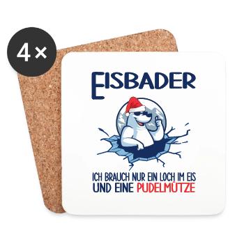 eisbader winterbader pudelmütze eisloch eisbad - Untersetzer (4er-Set) - Weiß - Vorne