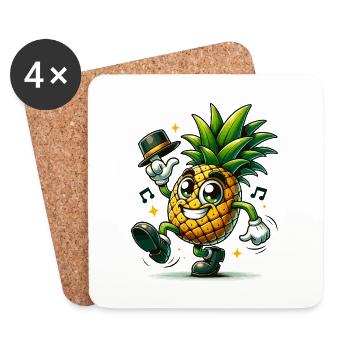Tanzende Ananas - Untersetzer (4er-Set) - Weiß - Vorne