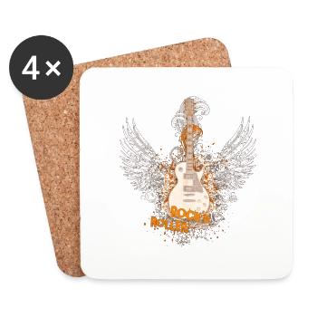 Rock'n Roller (guitare) 03 - Dessous de verre (lot de 4) - blanc - Devant