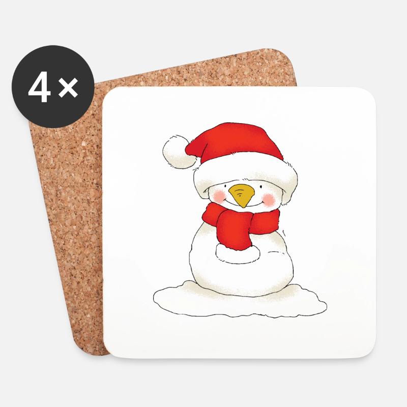 Christmas Snowman - Untersetzer (4er-Set) - Weiß