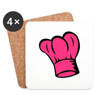 Chef - La Toque de cuisinier - cuisinier - Dessous de verre (lot de 4) - blanc - Devant