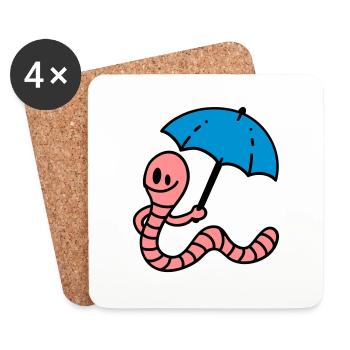 Earthworm - Dessous de verre (lot de 4) - blanc - Devant