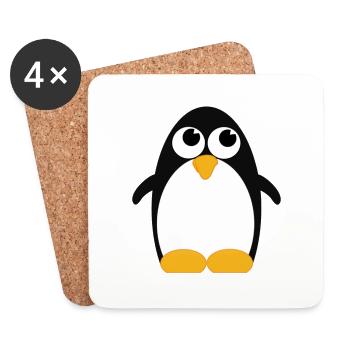 Pinguin (penguin) 01 - Untersetzer (4er-Set) - Weiß - Vorne