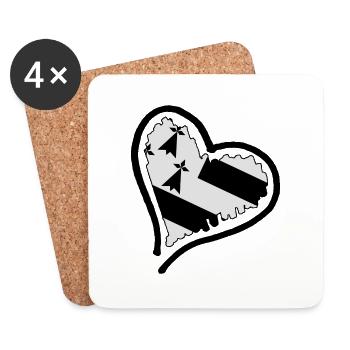 Coeur de Breizh - Dessous de verre (lot de 4) - blanc - Devant