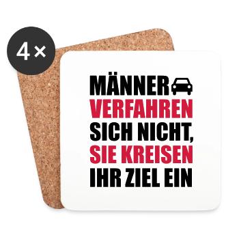 Männer verfahren sich nicht, sie kreisen ein - Untersetzer (4er-Set) - Weiß - Vorne