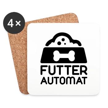 Futterautomat - Hund - Untersetzer (4er-Set) - Weiß - Vorne