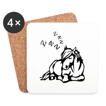 ZZZ Schlafendes Pferd - Untersetzer (4er-Set) - Weiß - Vorne