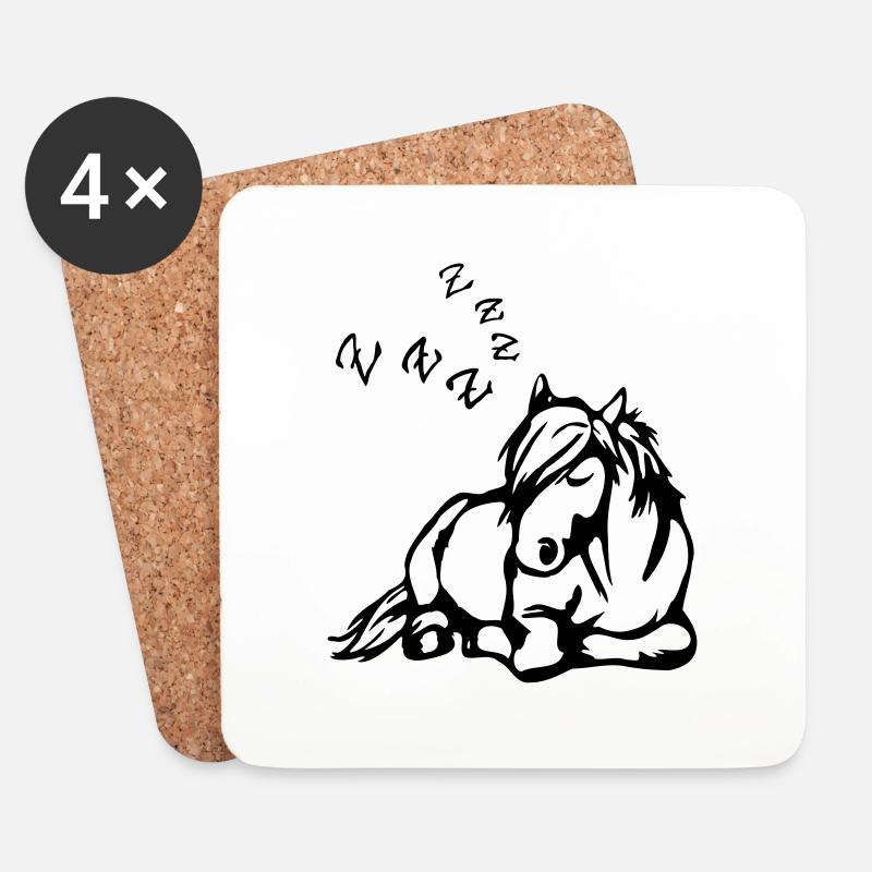 ZZZ Schlafendes Pferd - Untersetzer (4er-Set) - Weiß