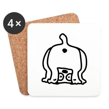 Chien de derrière - Line - Dessous de verre (lot de 4) - blanc - Devant
