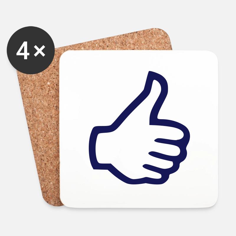 Daumen Hoch Gefällt mir like - Untersetzer (4er-Set) - Weiß
