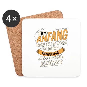 Am Anfang Klempner RAHMENLOS Berufe Jobs Geschenk - Untersetzer (4er-Set) - Weiß - Vorne