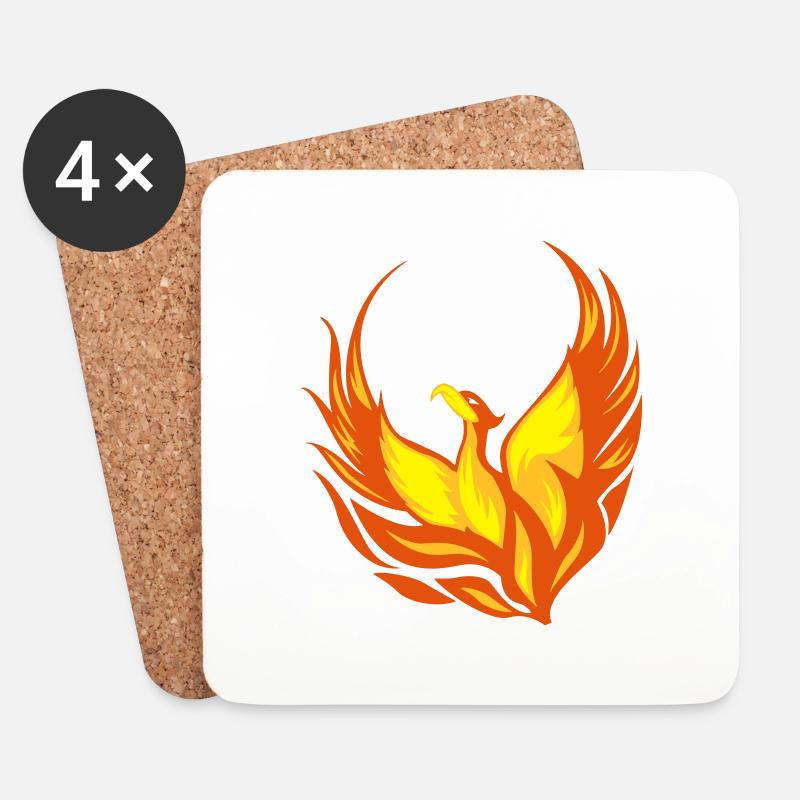 Feuervogel Phönix Flammen Federn - Untersetzer (4er-Set) - Weiß