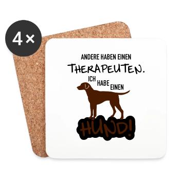 Therapie Hund - Untersetzer (4er-Set) - Weiß - Vorne