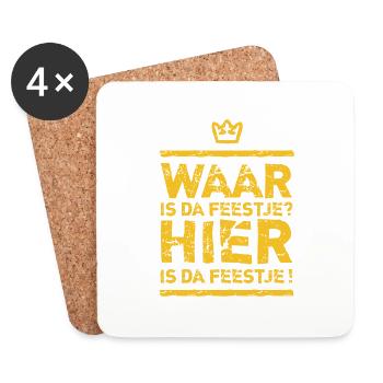 Belgian Feestje - Dessous de verre (lot de 4) - blanc - Devant