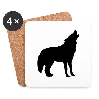 wolf animal - Dessous de verre (lot de 4) - blanc - Devant