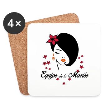 Equipe de la mariée - Dessous de verre (lot de 4) - blanc - Devant