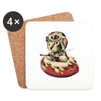 DONUT CHASSEUR - Dessous de verre (lot de 4) - blanc - Devant