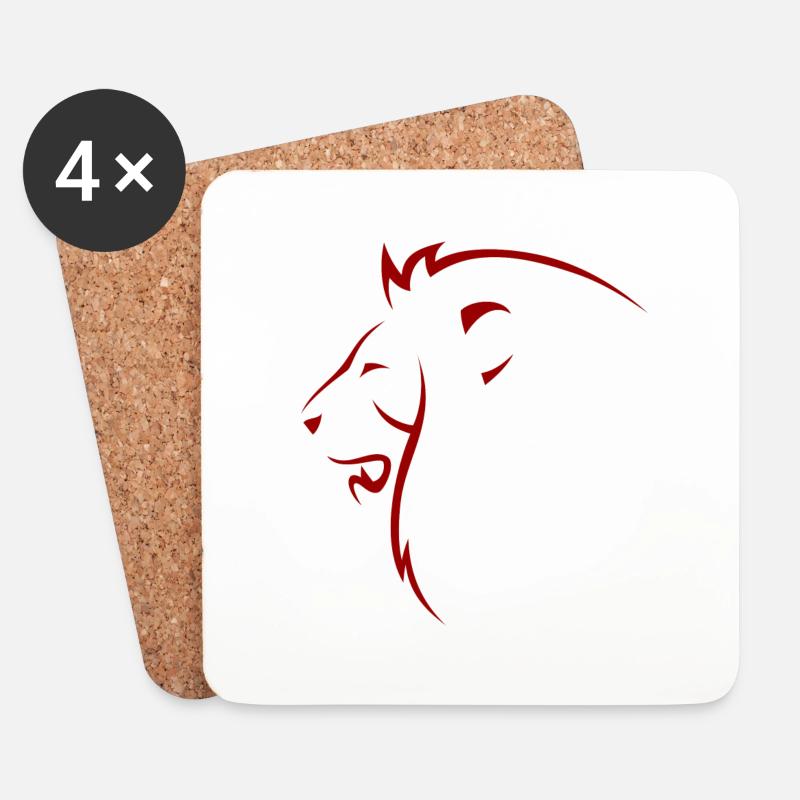 Löwenkopf siluette rot - Untersetzer (4er-Set) - Weiß