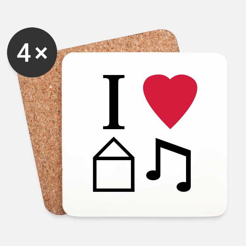 I Love House Music - Untersetzer (4er-Set) - Weiß