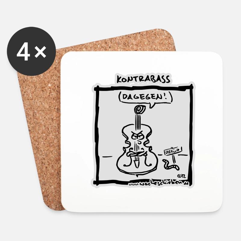 Kontrabass (dagegen) bg - Untersetzer (4er-Set) - Weiß