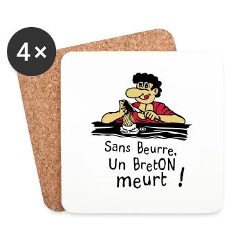 breton beurre humour citation sans dessin bd - Dessous de verre (lot de 4) - blanc - Devant