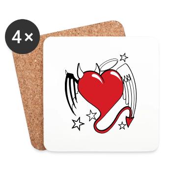 coeur diable ange - Dessous de verre (lot de 4) - blanc - Devant