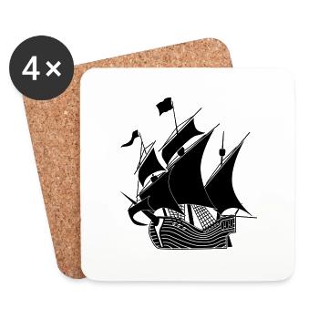 Navire ancien 1 - Dessous de verre (lot de 4) - blanc - Devant