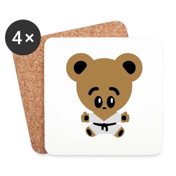 ours de kung fu - Dessous de verre (lot de 4) - blanc - Devant