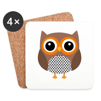 hibou hibou hibou hibou animaux animaux - Dessous de verre (lot de 4) - blanc - Devant