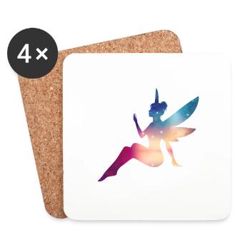 Elfe fée arc en ciel créature mythique coloré magie - Dessous de verre (lot de 4) - blanc - Devant