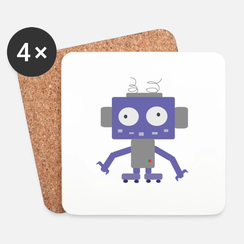 Cute Little Robot - Coasters (set of 4) - white