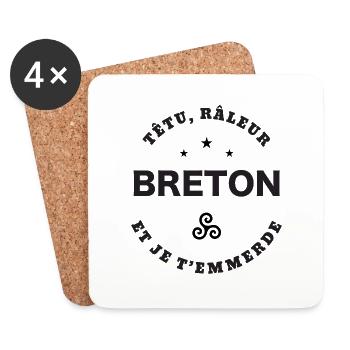 Breton Têtu, raleur - Dessous de verre (lot de 4) - blanc - Devant