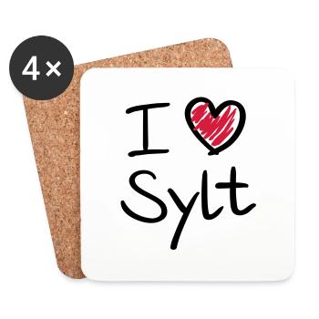 i_love_sylt__f2 - Untersetzer (4er-Set) - Weiß - Vorne