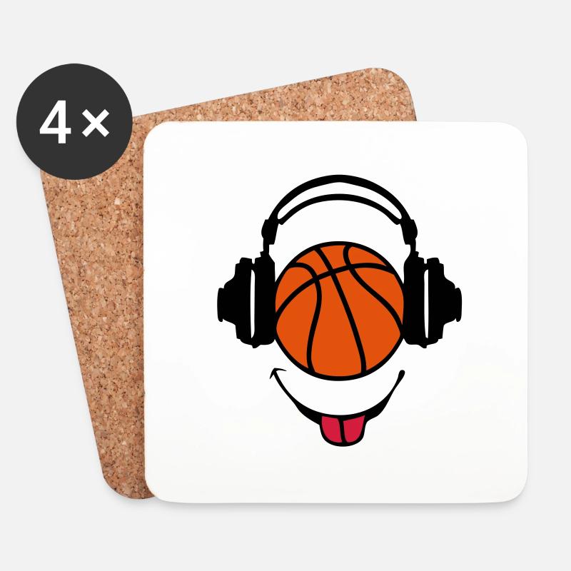 Kopfhörer Kopfhörer dj Basketball smiley1 - Untersetzer (4er-Set) - Weiß