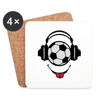 casque headphones football dj smiley1 - Dessous de verre (lot de 4) - blanc - Devant