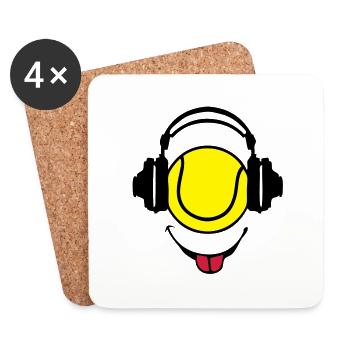 casque headphones tennis dj smiley1 - Dessous de verre (lot de 4) - blanc - Devant