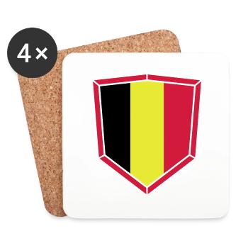 Belgium Belgien Text Flagge Cool Fußball Fan Spaß - Untersetzer (4er-Set) - Weiß - Vorne