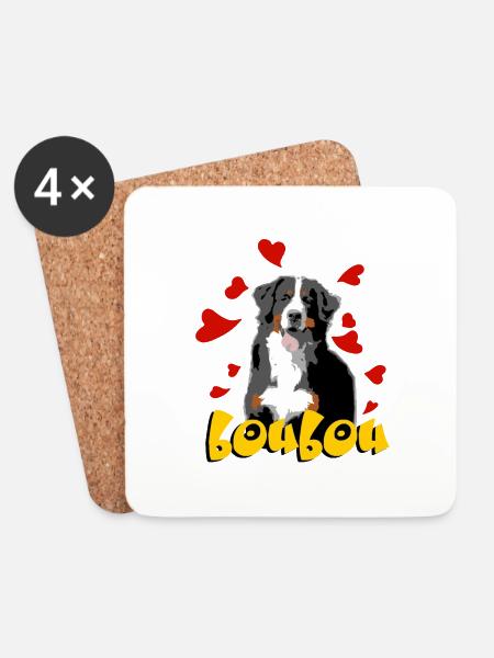 Berner Sennenhund - Untersetzer (4er-Set) - Weiß