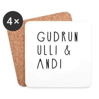Andi Ulli & Gudrun Shirt Baader-Meinhoff - Untersetzer (4er-Set) - Weiß - Vorne