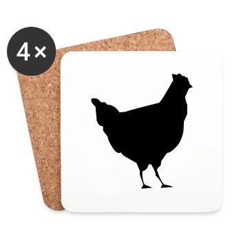 coq les poule poulet - Dessous de verre (lot de 4) - blanc - Devant