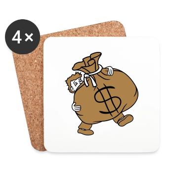 tragen schwer dollar symbol zeichen geld reich gel - Untersetzer (4er-Set) - Weiß - Vorne