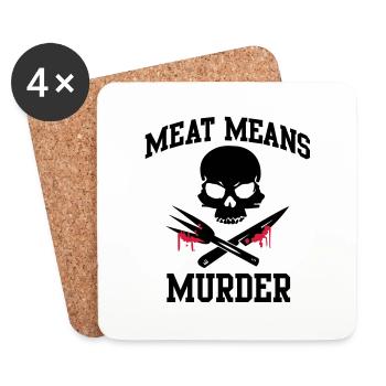 Viandes : meurtre - viande signifie meurtre - Dessous de verre (lot de 4) - blanc - Devant