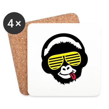 monkey_listen_music_pp3 - Dessous de verre (lot de 4) - blanc - Devant