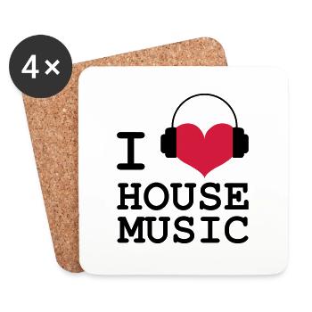 I Love House Music - Dessous de verre (lot de 4) - blanc - Devant