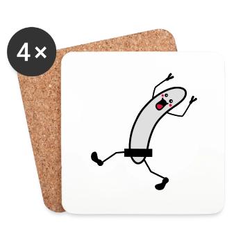 Naked Running Banana - Coasters (set of 4) - white - Front