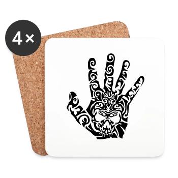 Stammes-Schädel Hand Kopf tot tot Hand ein - Untersetzer (4er-Set) - Weiß - Vorne