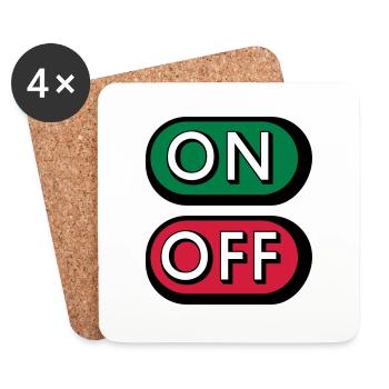 On Off Buttons - Untersetzer (4er-Set) - Weiß - Vorne