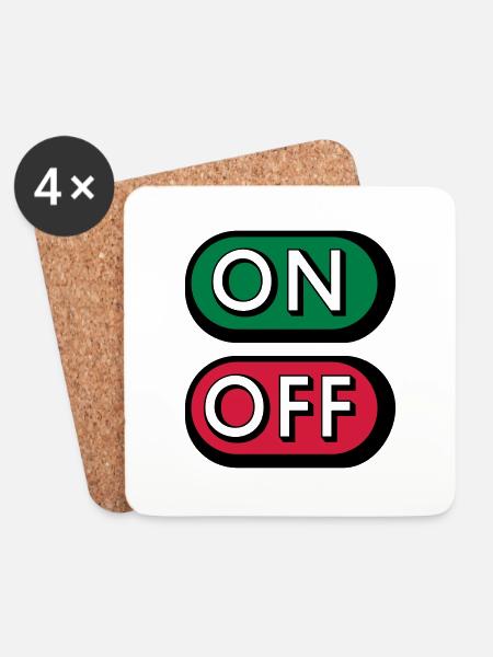 On Off Buttons - Untersetzer (4er-Set) - Weiß
