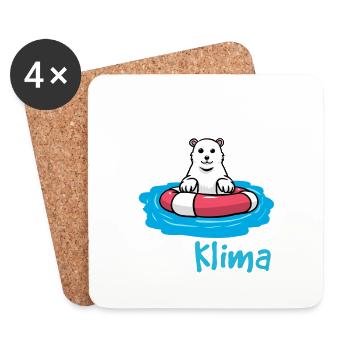 Schützt das Klima Eisbär Baby Comic Cartoon - Untersetzer (4er-Set) - Weiß - Vorne